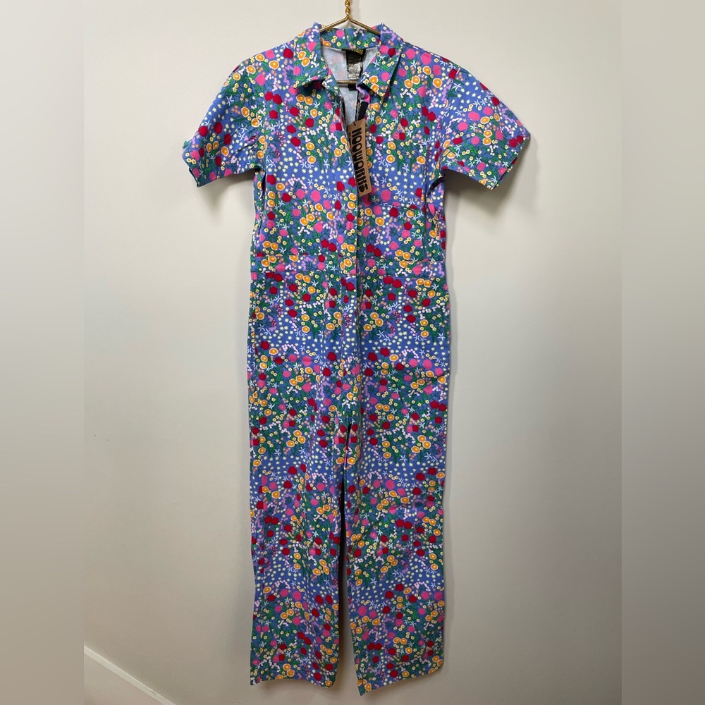 Nooworks Purple Floral Cropped Jumpsuit with Multicolor Blooms